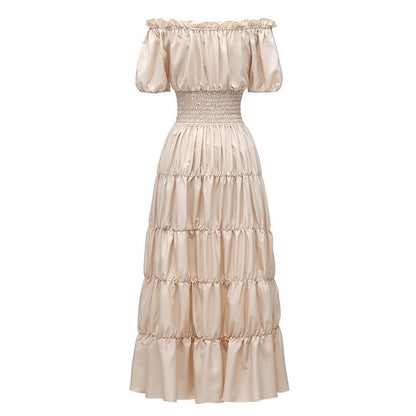 A-Line/Princess Off-the-Shoulder Short Sleeves Floor-Length Medieval Renaissance Cocktail Dress