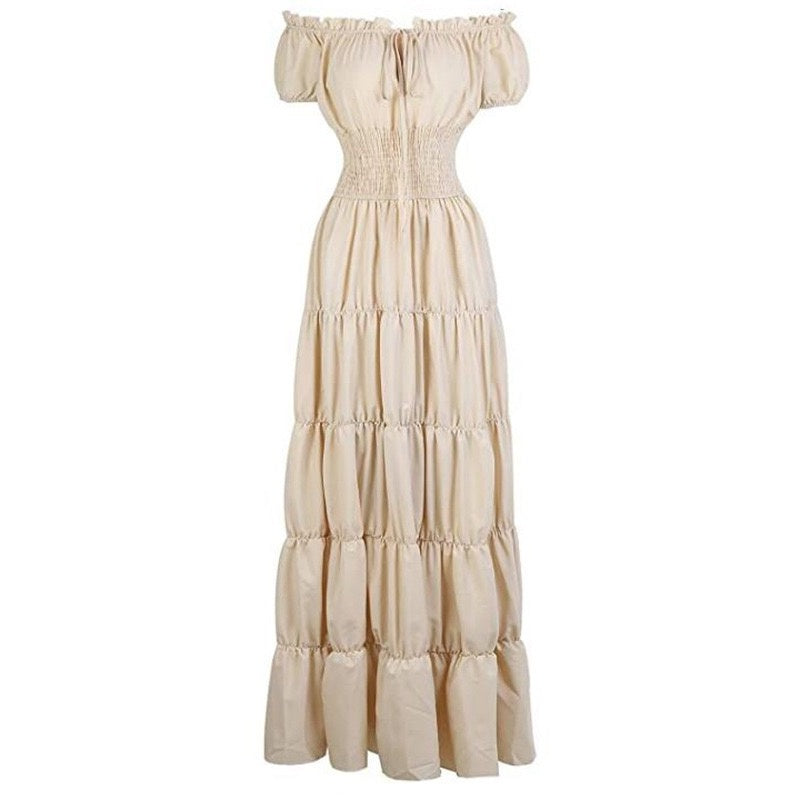 A-Line/Princess Off-the-Shoulder Short Sleeves Floor-Length Medieval Renaissance Cocktail Dress