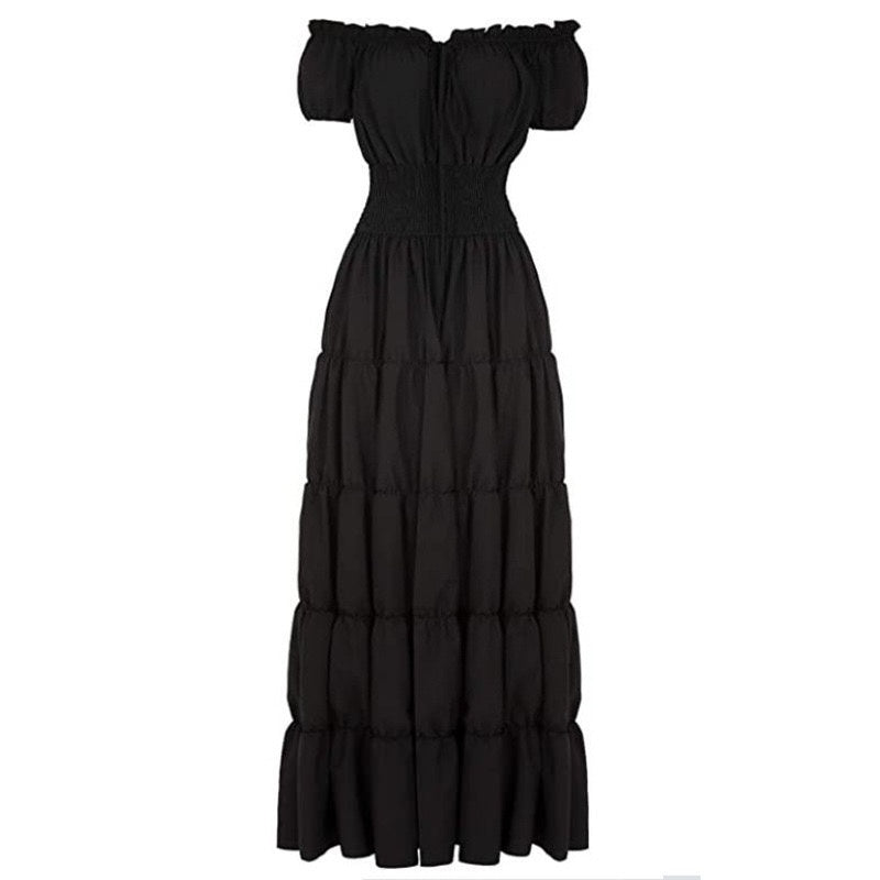 A-Line/Princess Off-the-Shoulder Short Sleeves Floor-Length Medieval Renaissance Cocktail Dress