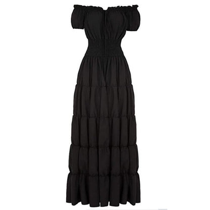 A-Line/Princess Off-the-Shoulder Short Sleeves Floor-Length Medieval Renaissance Cocktail Dress