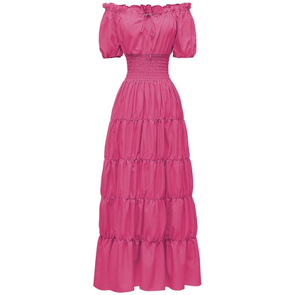 A-Line/Princess Off-the-Shoulder Short Sleeves Floor-Length Medieval Renaissance Cocktail Dress
