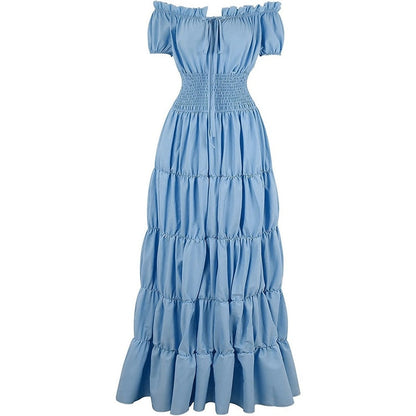 A-Line/Princess Off-the-Shoulder Short Sleeves Floor-Length Medieval Renaissance Cocktail Dress