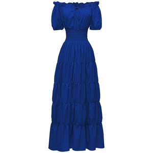 A-Line/Princess Off-the-Shoulder Short Sleeves Floor-Length Medieval Renaissance Cocktail Dress