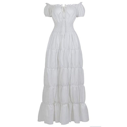 A-Line/Princess Off-the-Shoulder Short Sleeves Floor-Length Medieval Renaissance Cocktail Dress