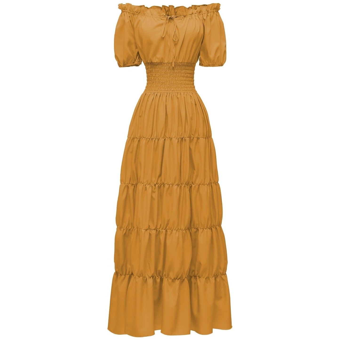 A-Line/Princess Off-the-Shoulder Short Sleeves Floor-Length Medieval Renaissance Cocktail Dress