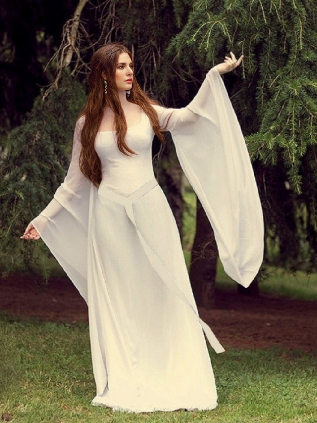 A-Line/Princess Scoop Long Sleeves Floor-Length Retro Vintage Medieval Renaissance Dress