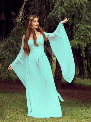 A-Line/Princess Scoop Long Sleeves Floor-Length Retro Vintage Medieval Renaissance Dress