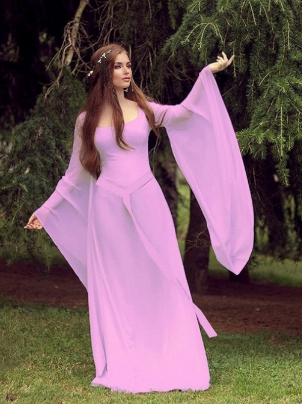 A-Line/Princess Scoop Long Sleeves Floor-Length Retro Vintage Medieval Renaissance Dress