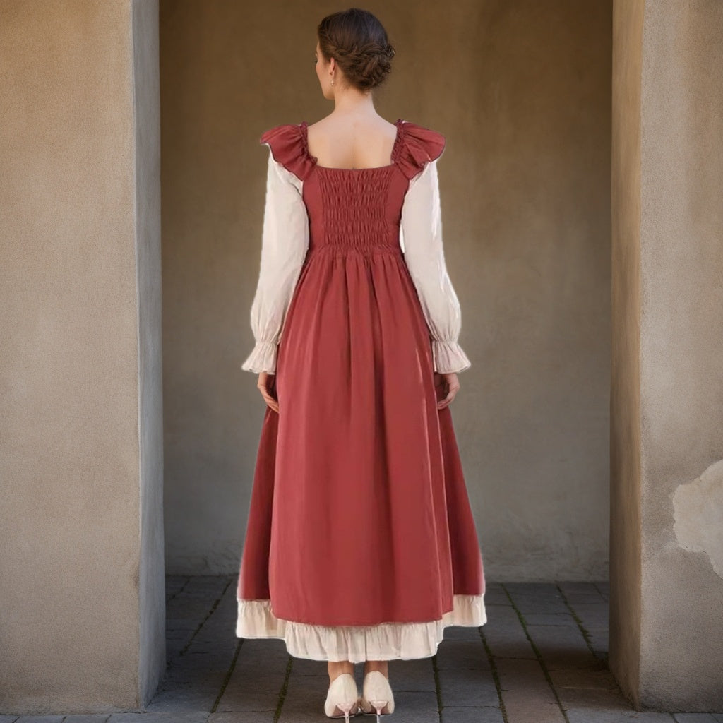 A-Line/Princess Round Neck Long Sleeves Floor-Length Ireland Medieval Vintage Cosplay Halloween Dress
