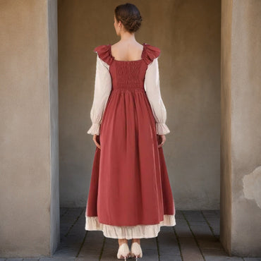 A-Line/Princess Round Neck Long Sleeves Floor-Length Ireland Medieval Vintage Cosplay Halloween Dress