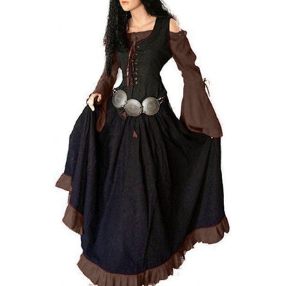 Women's Medieval Renaissance Cocktail Cosplay Celtic Halloween Carnival Masquerade Party Dress