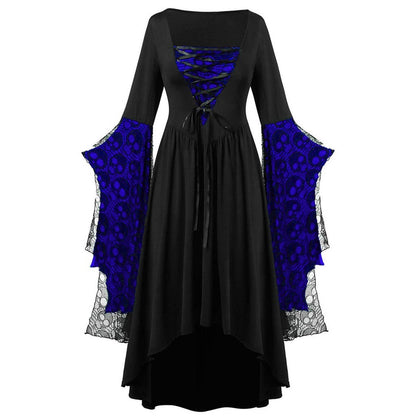 A-Line/Princess Square Neck Long Sleeves Floor-Length Retro Vintage Punk & Gothic Medieval Halloween Dress