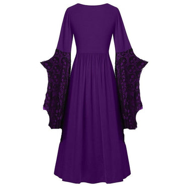 A-Line/Princess Square Neck Long Sleeves Floor-Length Retro Vintage Punk & Gothic Medieval Halloween Dress