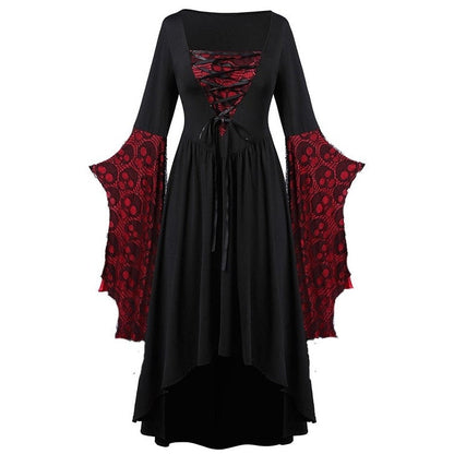A-Line/Princess Square Neck Long Sleeves Floor-Length Retro Vintage Punk & Gothic Medieval Halloween Dress