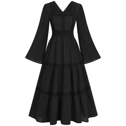A-Line/Princess V-Neck Long Sleeves Tea-Length Elegant Medieval Renaissance Cocktail Dress