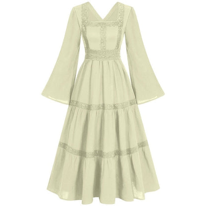 A-Line/Princess V-Neck Long Sleeves Tea-Length Elegant Medieval Renaissance Cocktail Dress