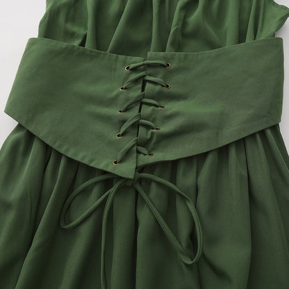 A-Line/Princess Scoop Sleeveless Ankle-Length Retro Vintage Medieval Renaissance Dress with Ruffles