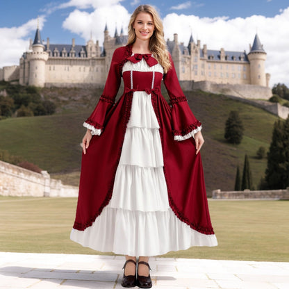 A-Line/Princess Square Neck Long Sleeves Floor-Length Medieval Palace Retro Gothic Cosplay Clothes Anime Lolita Halloween Dress
