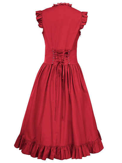 A-Line/Princess Asymmetrical Neck Sleeveless Tea-Length Retro Vintage Punk & Gothic Renaissance Steampunk Dress