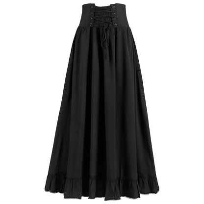 A-Line/Princess Ankle-Length Retro Vintage Punk & Gothic Medieval Renaissance Maxi Cosplay Casual Daily Skirt