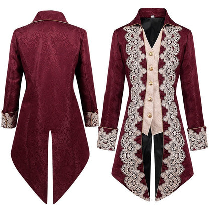 Men's Punk & Gothic Medieval Tailcoat Prince Nobleman Royal Halloween Masquerade Coat