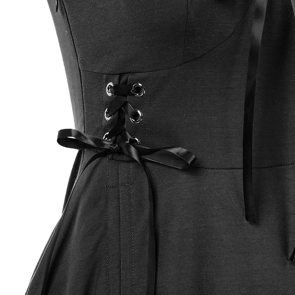 A-Line/Princess V-Neck Sleeveless Tea-Length Punk & Gothic Renaissance Steampunk Dress