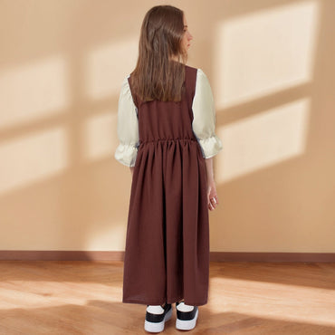 Girl's A-Line/Princess Jewel Neck Short Sleeves Ankle-Length Medieval Court Style Dress