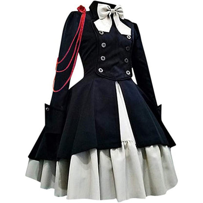 A-Line/Princess Jewel Neck Long Sleeves Knee-Length Retro Medieval Gothic Steampunk Dress