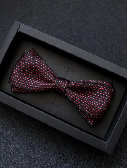 Men's Basic Bow Tie Silver Black Red