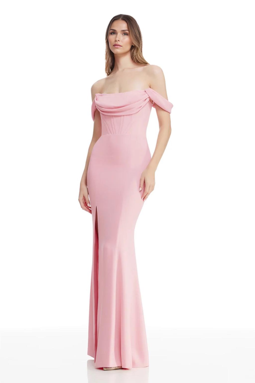 Sheath/Column Spandex Bridesmaid Dresses Floor-Length Off-the-Shoulder Sleeveless With Side Silt