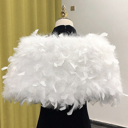 Women's Wedding Bridal Sleeveless Wrap/Shawls With Pure Color & Feathers / Fur