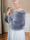 Women's Wrap Dusty Blue Luxury Sleeveless Faux Fur Elegant Shawl
