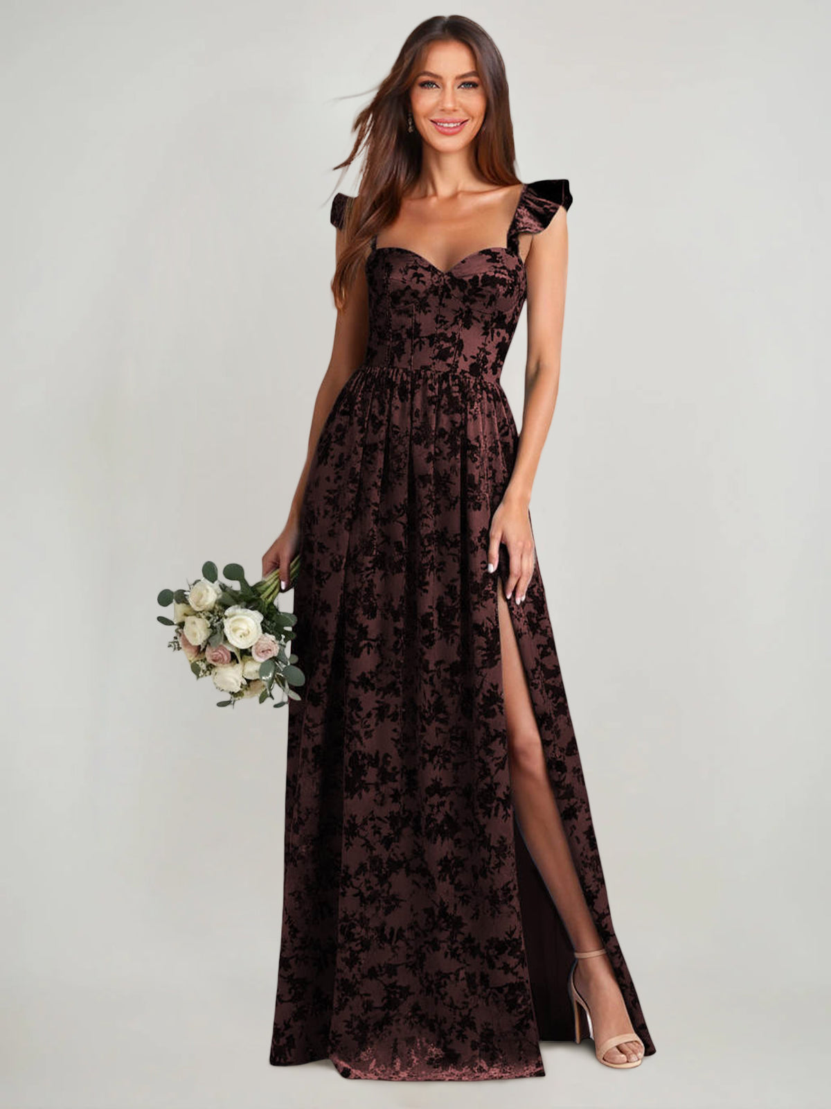 velvet wedding guest dresses Vintage Wedding Guest Formal Evening Dress V Neck Long Sleeve Floor Le AEL Studio