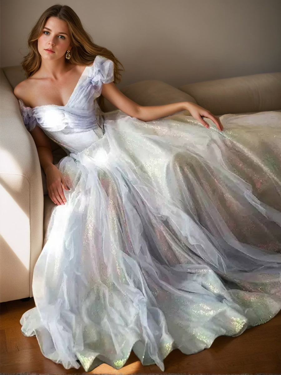 A-Line/Princess Elegant Sweetheart Floor-Length prom Dresses with Sequins