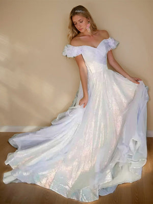 A-Line/Princess Elegant Sweetheart Floor-Length prom Dresses with Sequins