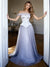A-Line/Princess Tulle Long Prom Dresses Corset Sweetheart&One-Shoulder Sleeveless Floor-length With Back Zipper