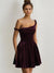 A Line/Princess Christmas Party Dresses Velvet Cocktail Short/Mini Spaghetti Straps Sleeveless Homecoming Ruched