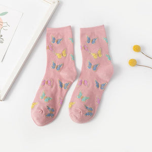 4 Pairs Women's Daily Animal Patterned Cotton Simple Lolita Cute Sports Crew Socks
