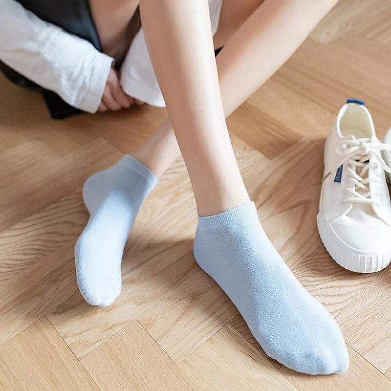 10 Pairs Women's Work Daily Holiday Solid Color Cotton Sporty Casual Vintage Retro Casual Sports Ankle Low Cut Socks