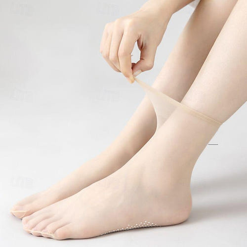 10双女士家用日常纯色氨纶腈纶尼龙简约休闲防滑中筒袜