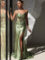 Trumpet/Mermaid Prom Dress Spaghetti Straps Corset Dresses With Split Side Rhinestones