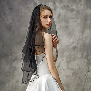 Two-tier Stylish / Classic & Timeless Wedding Veil Elbow Veils with Flower Comb / Pure Color Tulle