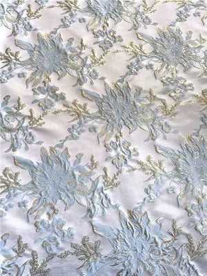 A Line/Princesses Evening Gown Elegant Floral Jacquard Evening Dress Satin Off the Shoulder Floor-Length Formal Dress With Overskirt