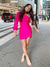 Sheath/Column One-Shoulder Long Sleeves Ruched Homecoming Dresses with Rhinestones
