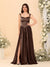 A-Line/Princess V-Neck Sleeveless Long Bridesmaid Dresses with Side Slit & Pleats