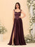 A-Line/Princess V-Neck Sleeveless Long Bridesmaid Dresses with Side Slit & Pleats