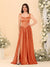A-Line/Princess V-Neck Sleeveless Long Bridesmaid Dresses with Side Slit & Pleats