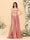 A字型/公主式V领无袖长款伴娘礼服，带侧开衩和褶皱