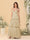 A字形/公主式细吊带无袖及地多层伴娘礼服，带褶饰