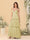 A字形/公主式细吊带无袖及地多层伴娘礼服，带褶饰